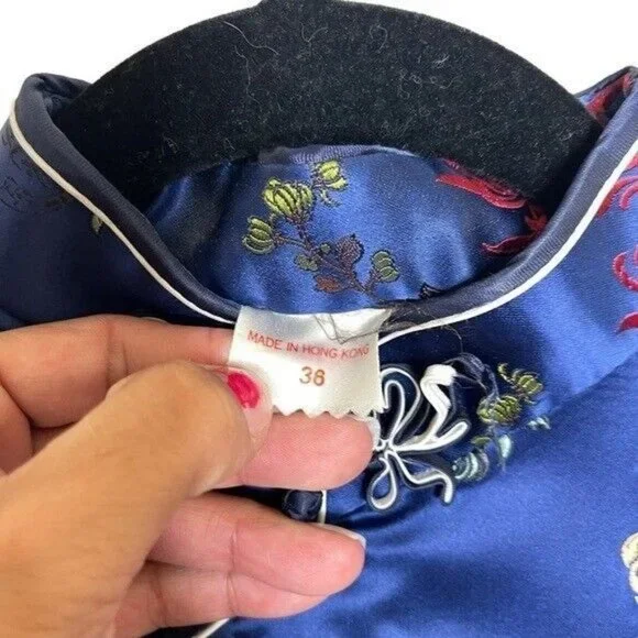 VINTAGE Long Cheongsam Dress Slim Qipao Chinese Lady Satin Dress Gown Size Small - Picture 11 of 11